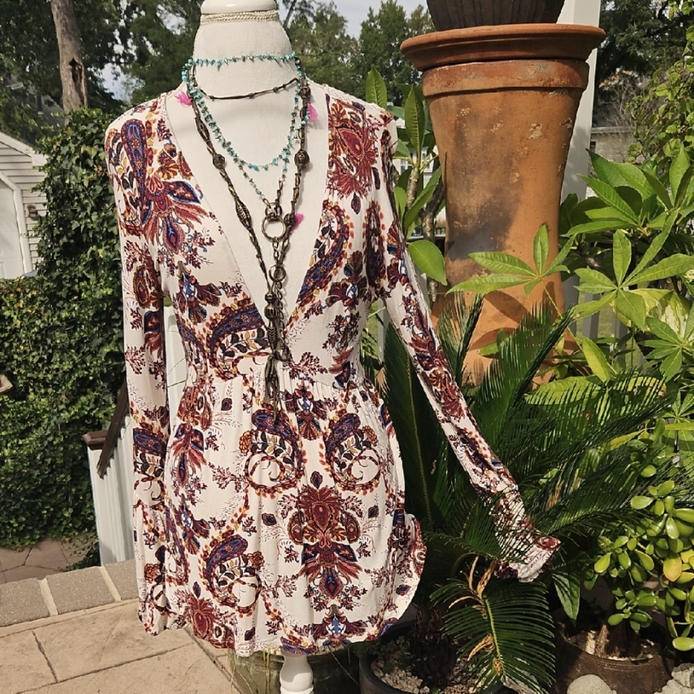 Bohemian Deep V-Neck Tunic